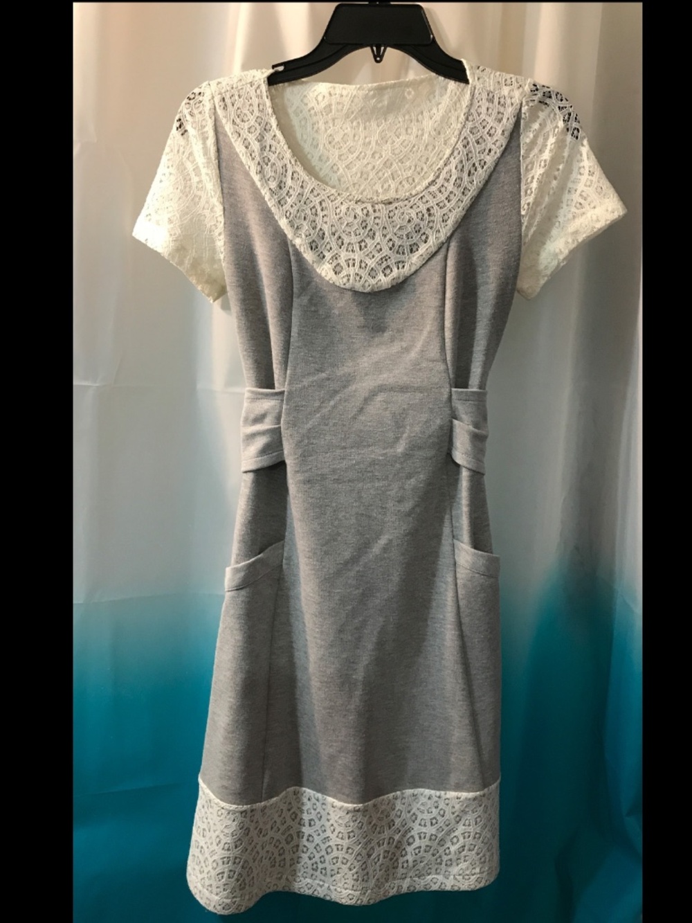 Vintage Patrice Bréal for Voyou/Givenchy Gray Jersey Knit & Lace Dress NWT SZ-XS